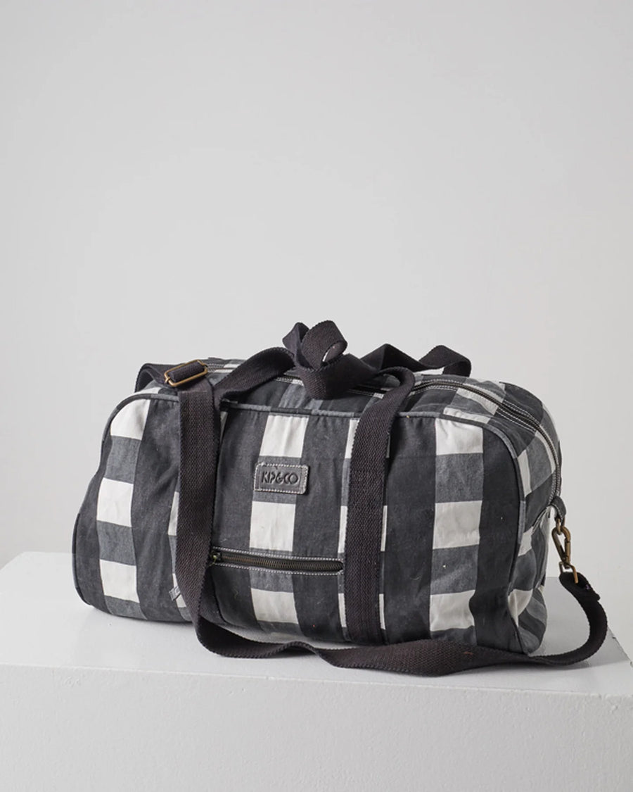 Black & White Gingham Duffle Bag - Kip & Co.