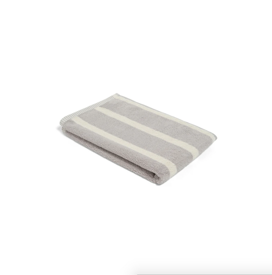 Butter/Stone Bath Sheet - Bold Stripe - Loop Home