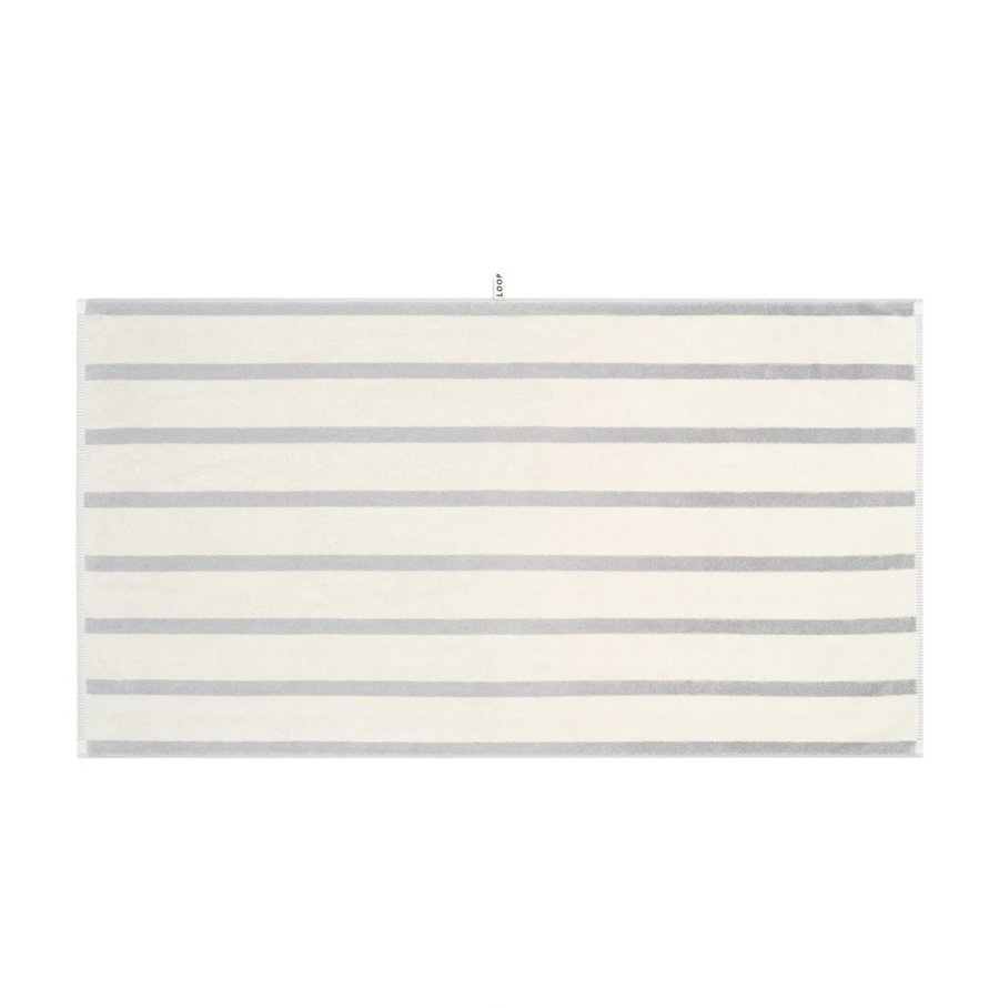 Butter/Stone Bath Sheet - Bold Stripe - Loop Home