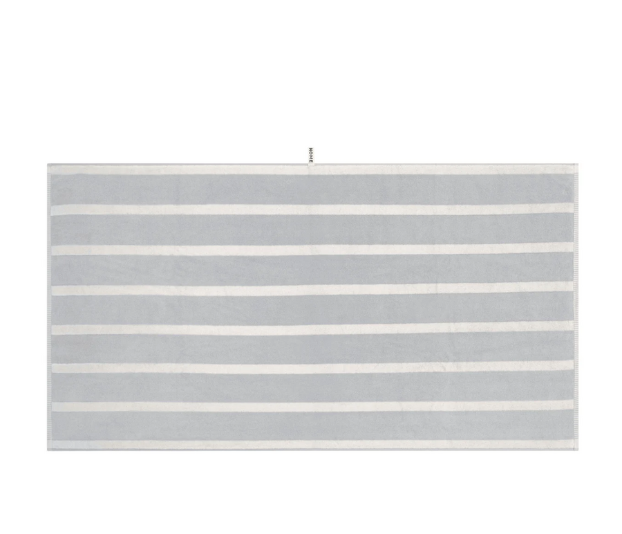 Butter/Stone Bath Sheet - Bold Stripe - Loop Home