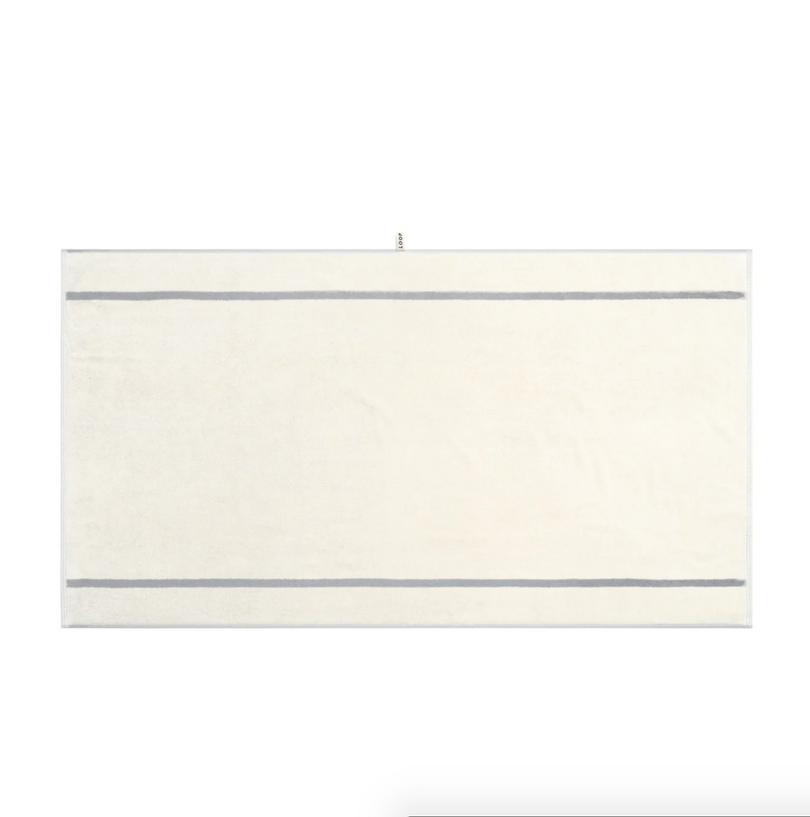 Butter/Stone Bath Sheet - Dual Stripe - Loop Home