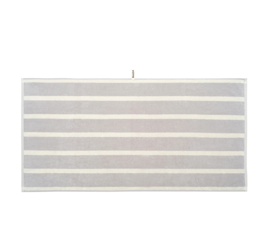 Butter/Stone Bath Towel - Bold Stripe - Loop Home