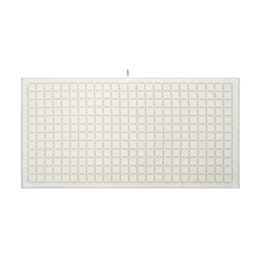 Butter/Stone Bath Towel - Grid - Loop Home