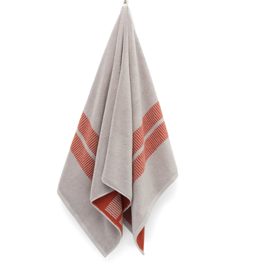 Terracotta/Stone Bath Towel - Dual Dash - Loop Home