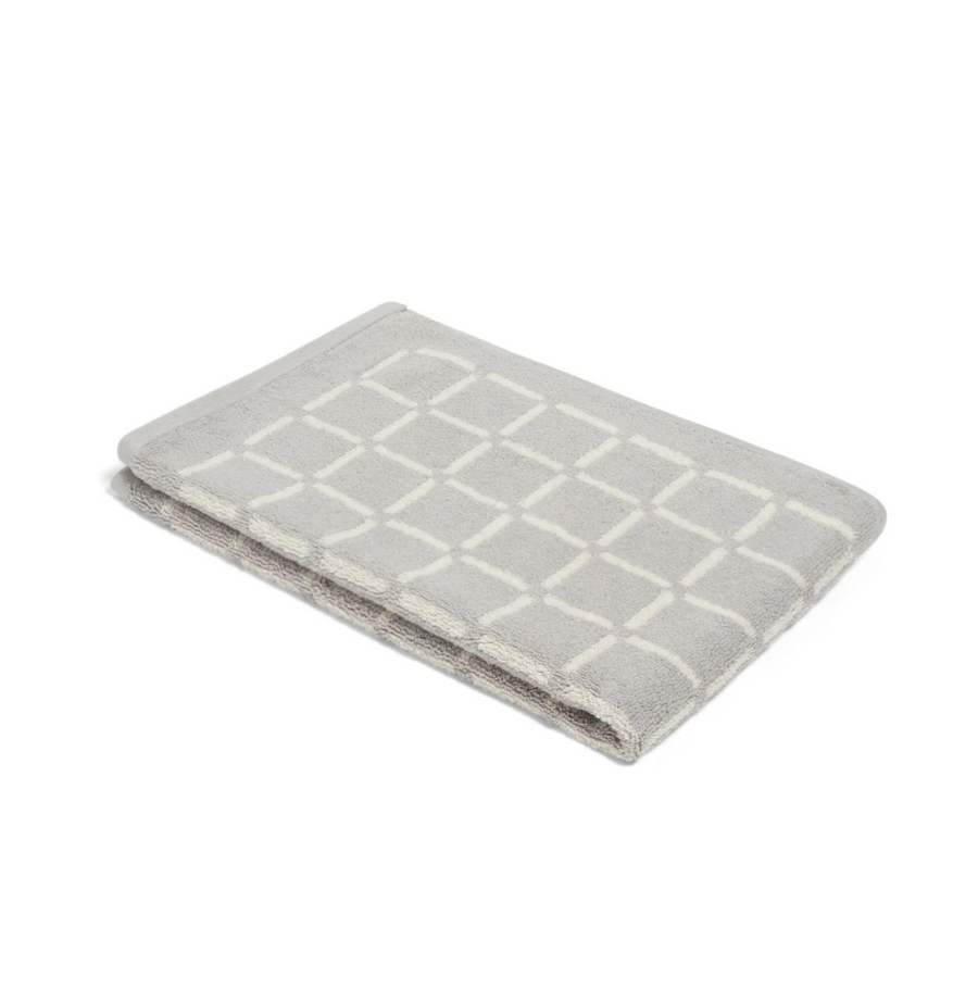 Butter/Stone Hand Towel - Grid - Loop Home