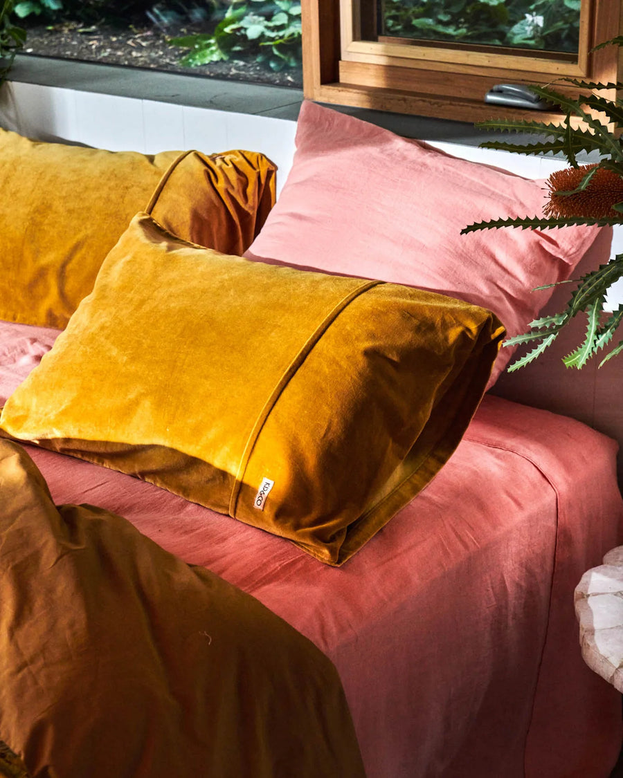 Pecan Velvet Pillowcase 2P Set - Kip & Co.