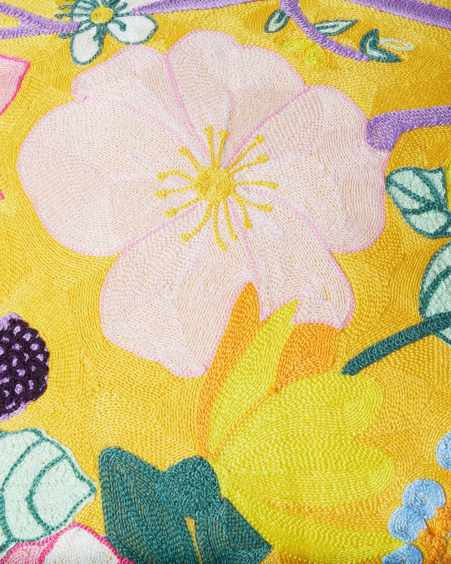 Abundance Marigold Embroidery Cushion - Kip & Co.