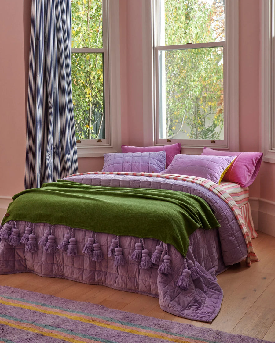 Lilac Palm Velvet Quilted Pillowcases - Kip & Co.