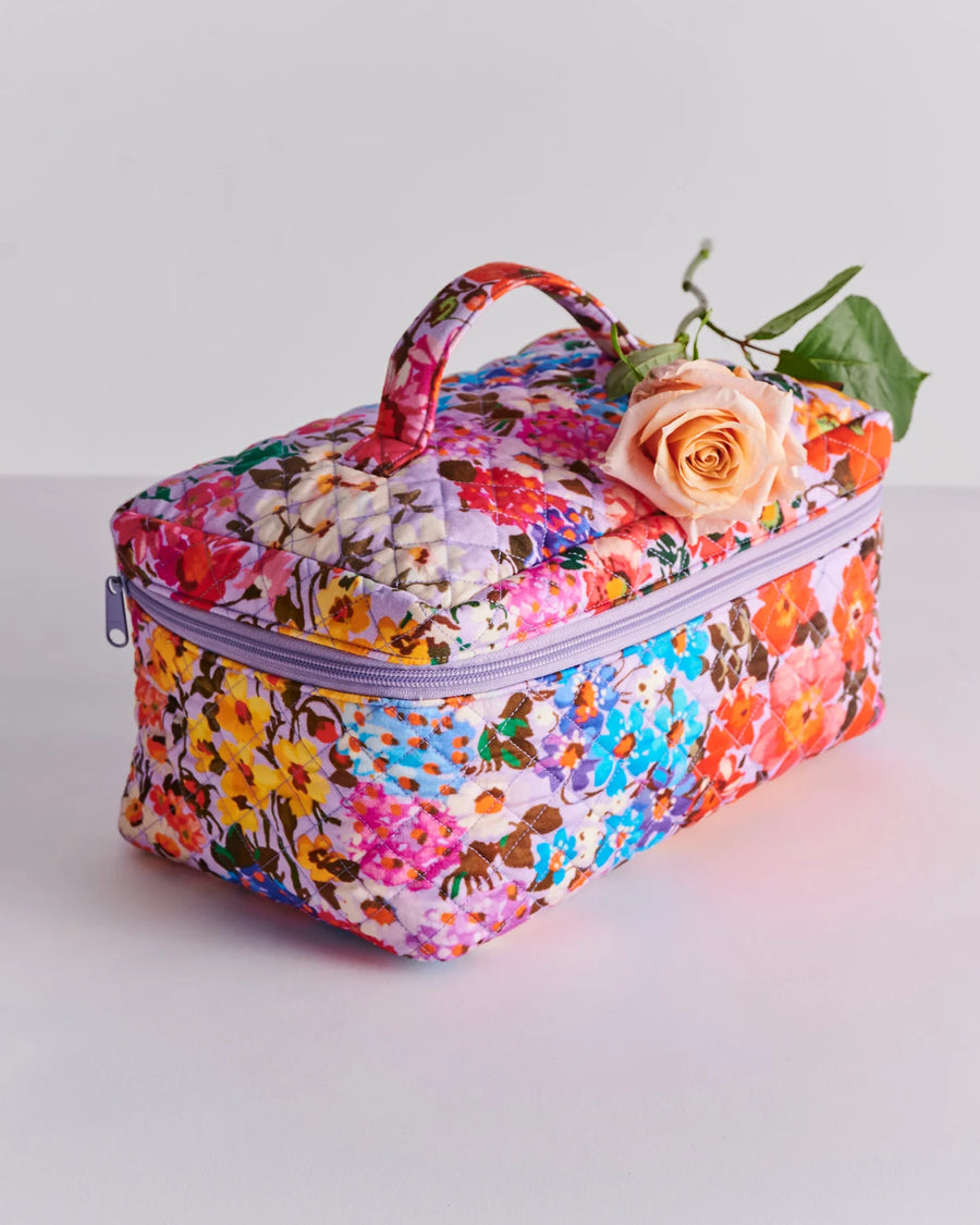 Forever Floral Lilac Quilted Cotton Toiletry Case - Kip & Co.