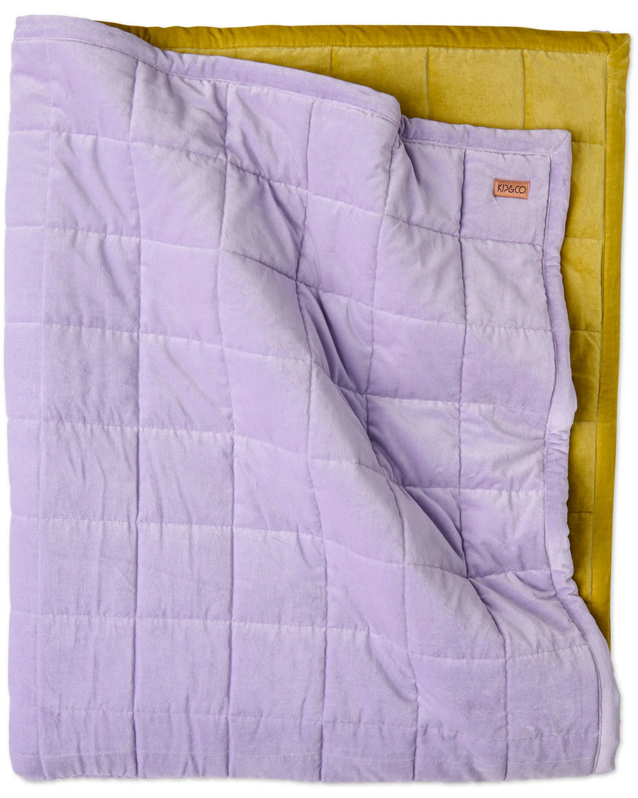 Lilac Palm Velvet Quilted Bedspread - Kip & Co.