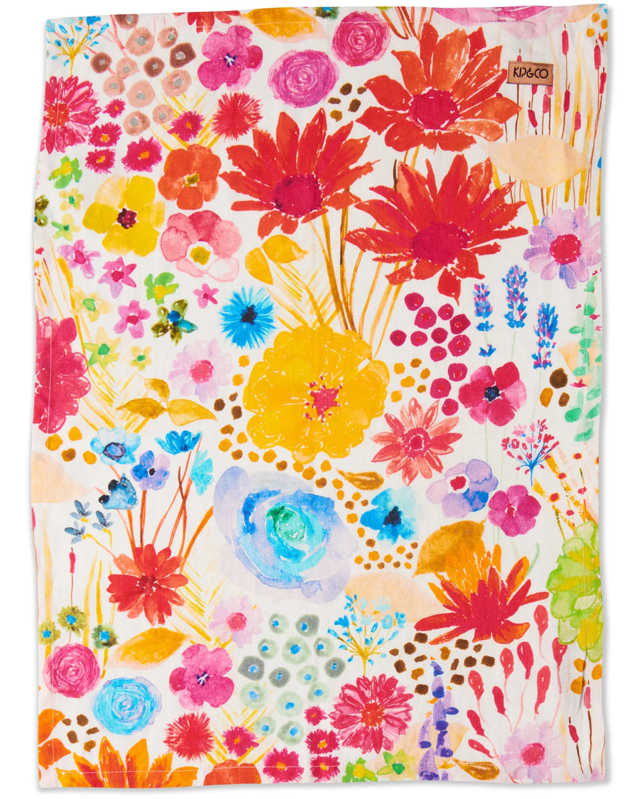 FIELD OF DREAMS IN COLOUR LINEN TEA TOWEL - Kip & Co.