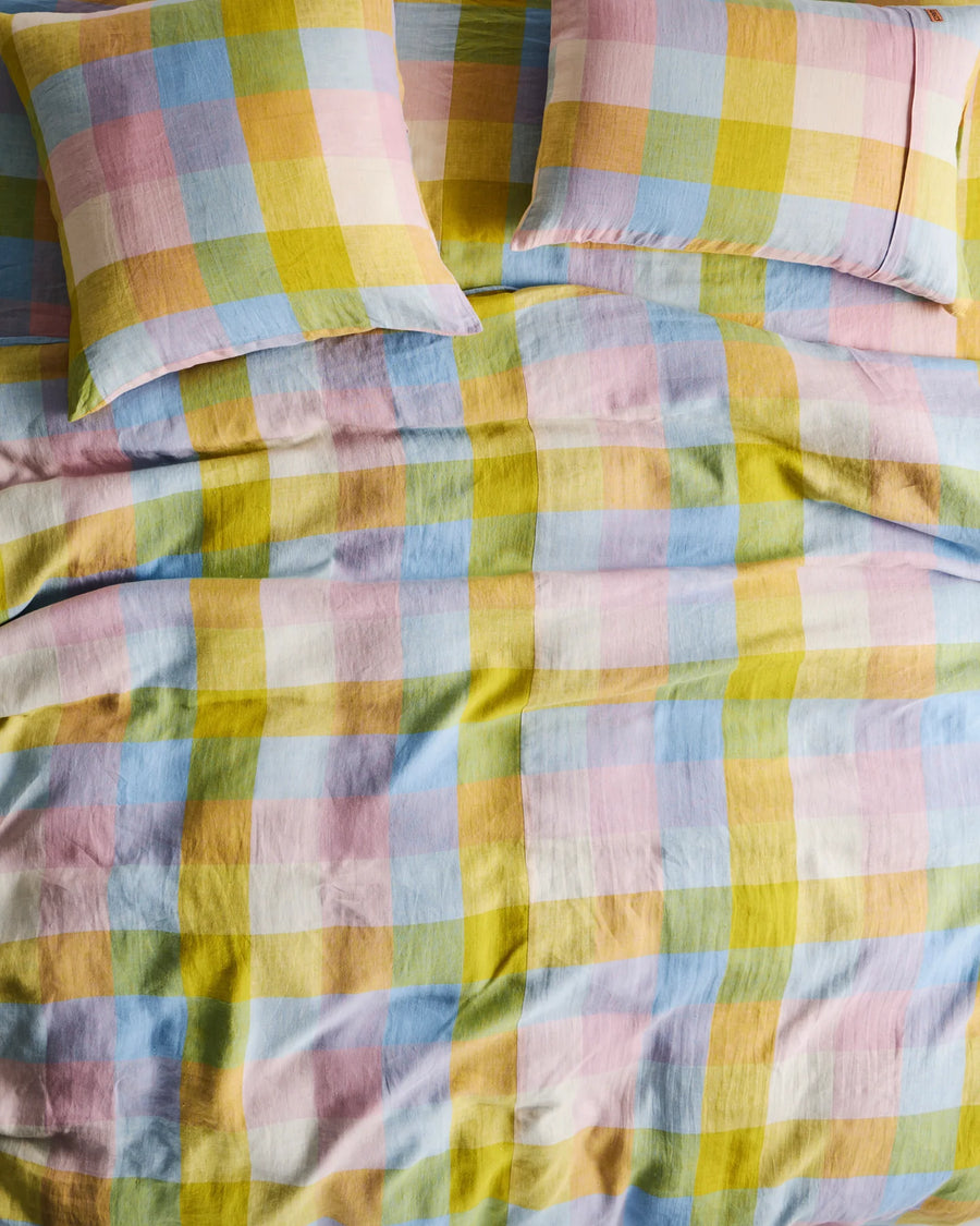 Corfu Tartan Linen Quilt Cover - Kip & Co.