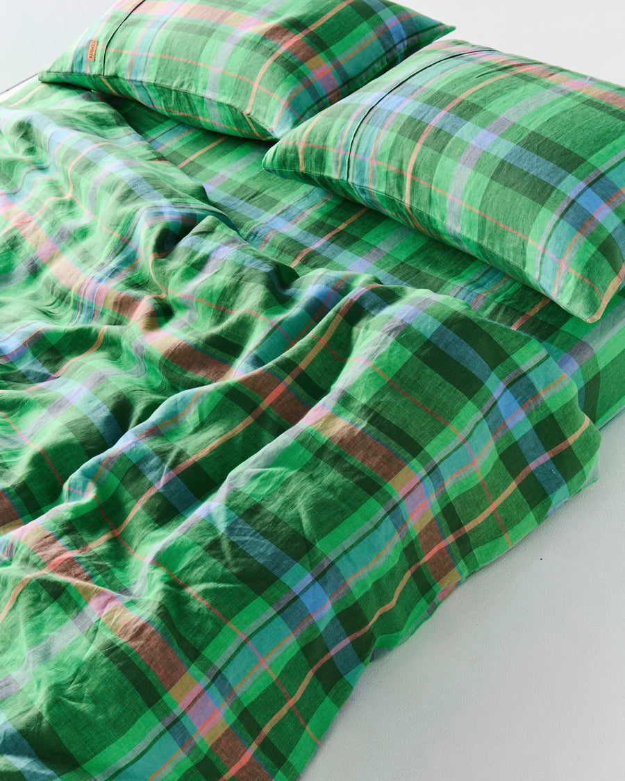 Jewel Of The Nile Tartan Linen Pillowcase Set - Kip & Co.