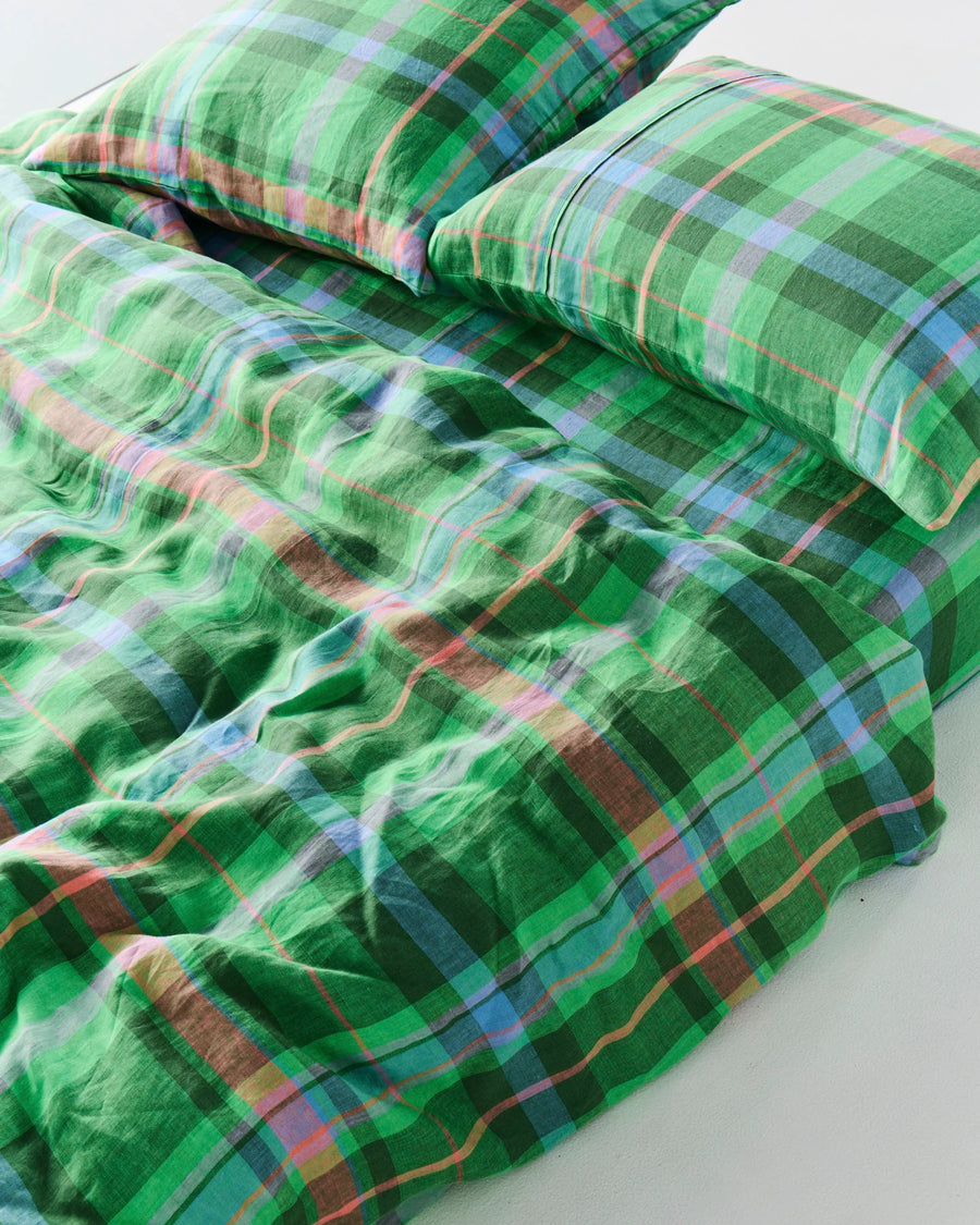 Jewel Of The Nile Tartan Linen Quilt Cover - Kip & Co.