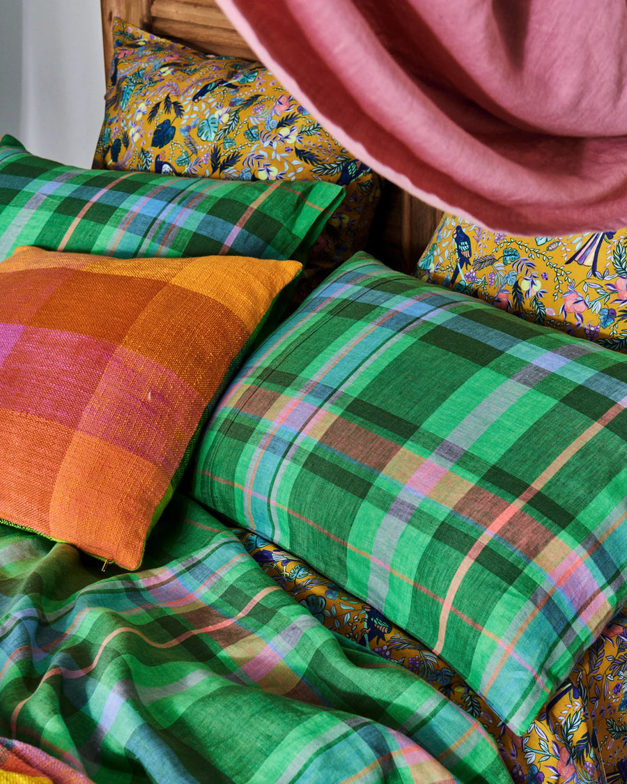 Jewel Of The Nile Tartan Linen Pillowcase Set - Kip & Co.