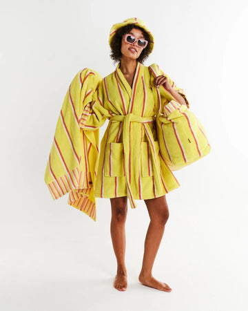 Pina Colada Stripe Terry Mini Bath Robe - Kip & Co.