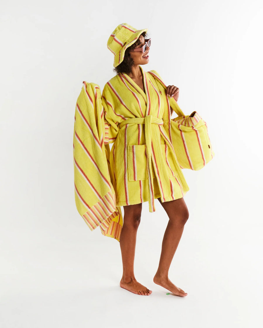 Pina Colada Stripe Terry Mini Bath Robe - Kip & Co.