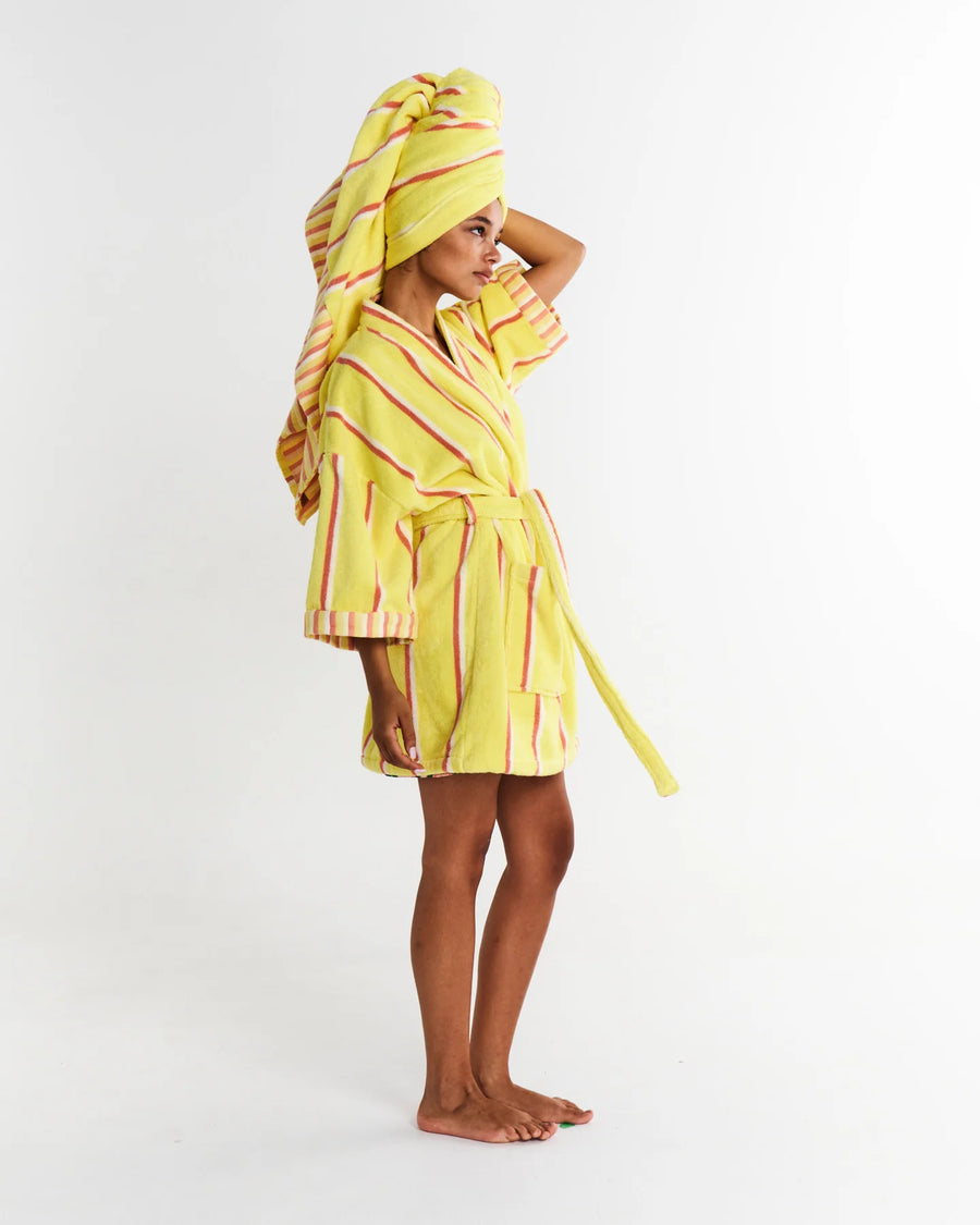 Pina Colada Stripe Terry Mini Bath Robe - Kip & Co.