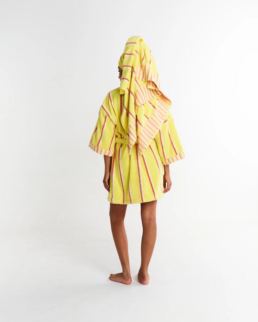 Pina Colada Stripe Terry Mini Bath Robe - Kip & Co.