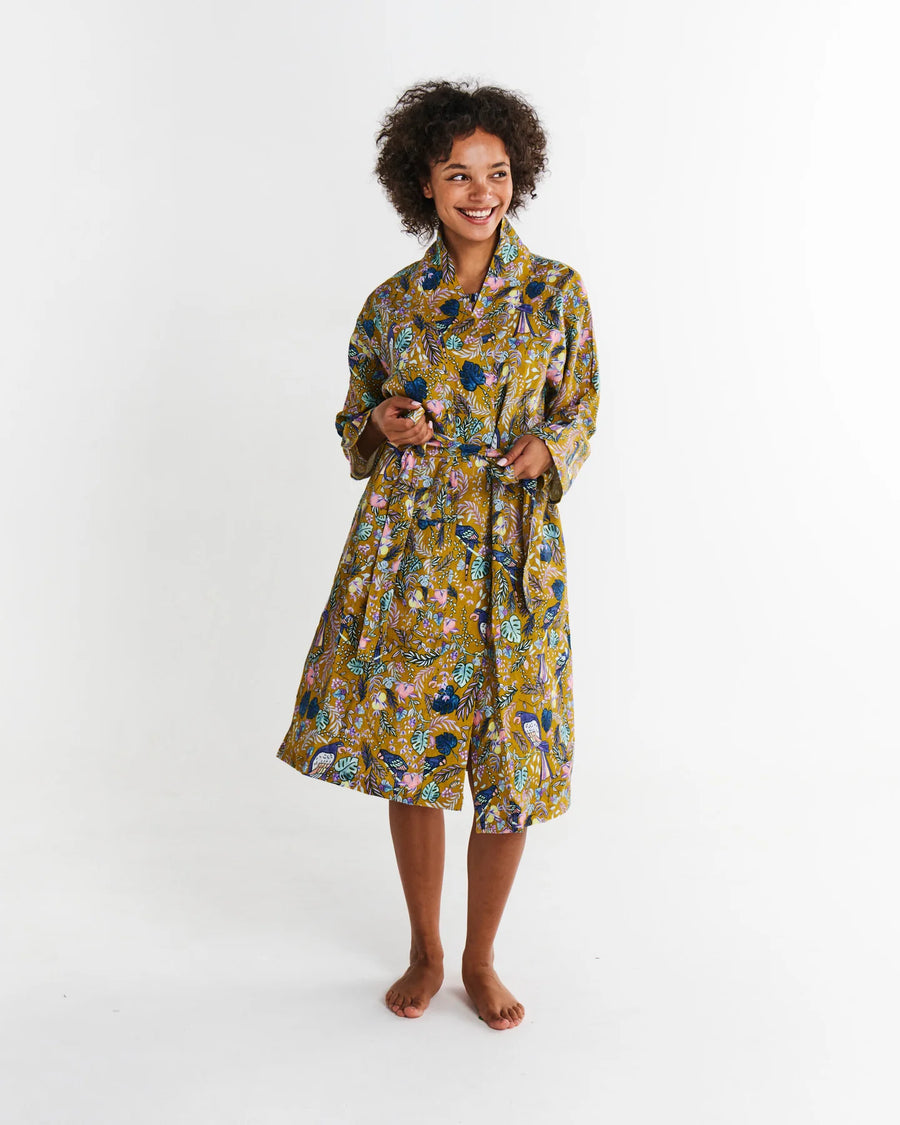 Birds Of Paradise Linen Robe - Kip & Co.