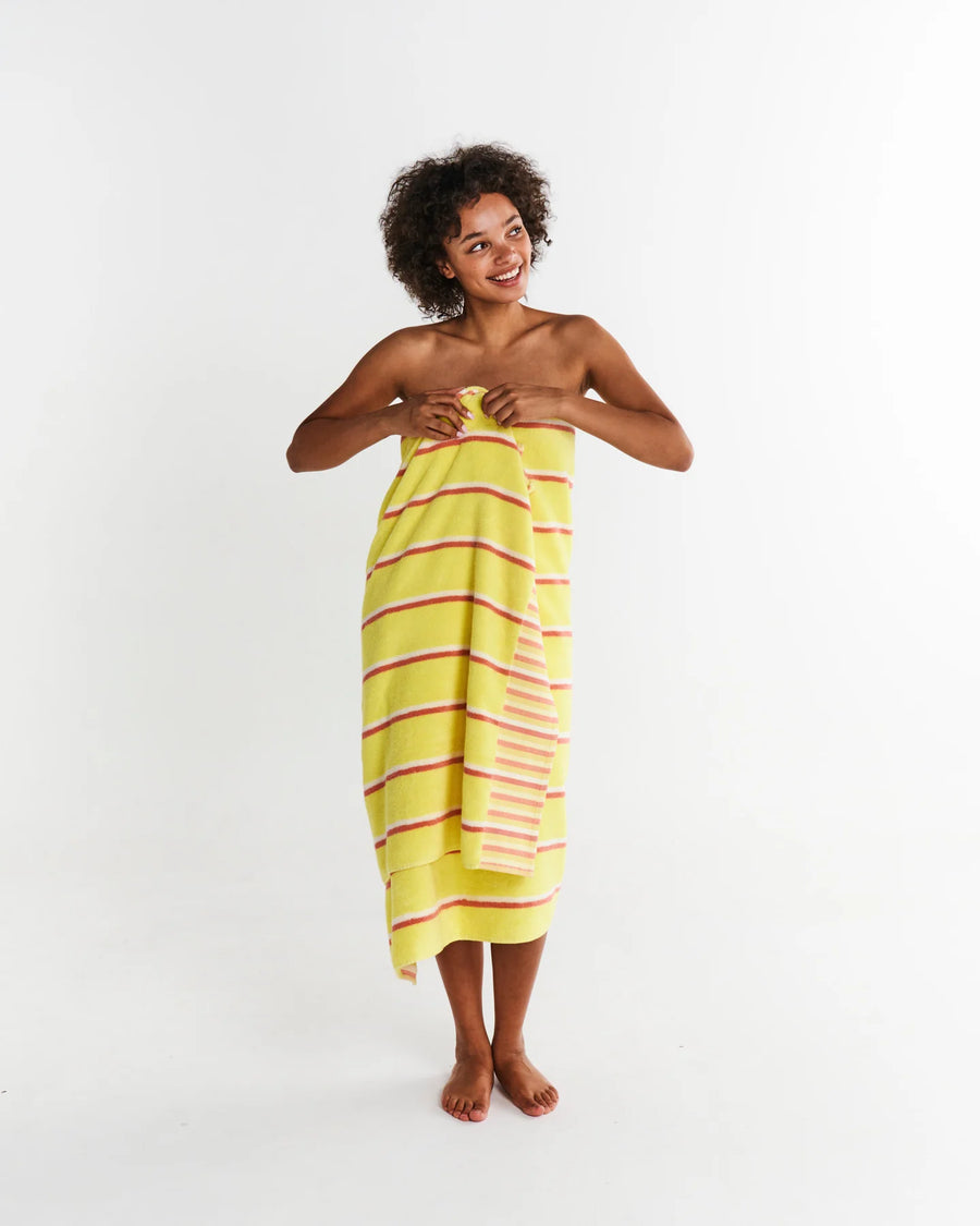 Pina Colada Stripe Terry Bath Sheet / Beach Towel - Kip & Co.