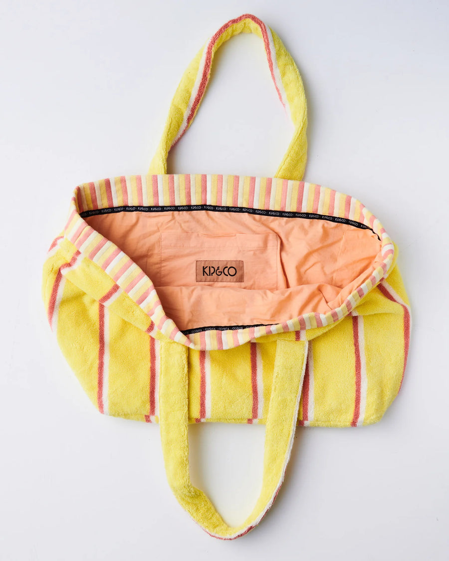 Pina Colada Stripe Terry Oversized Beach Bag - Kip & Co.