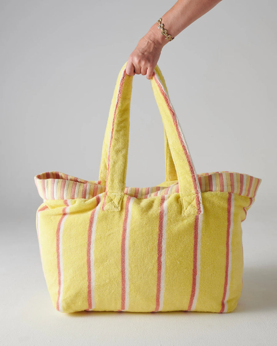 Pina Colada Stripe Terry Oversized Beach Bag - Kip & Co.