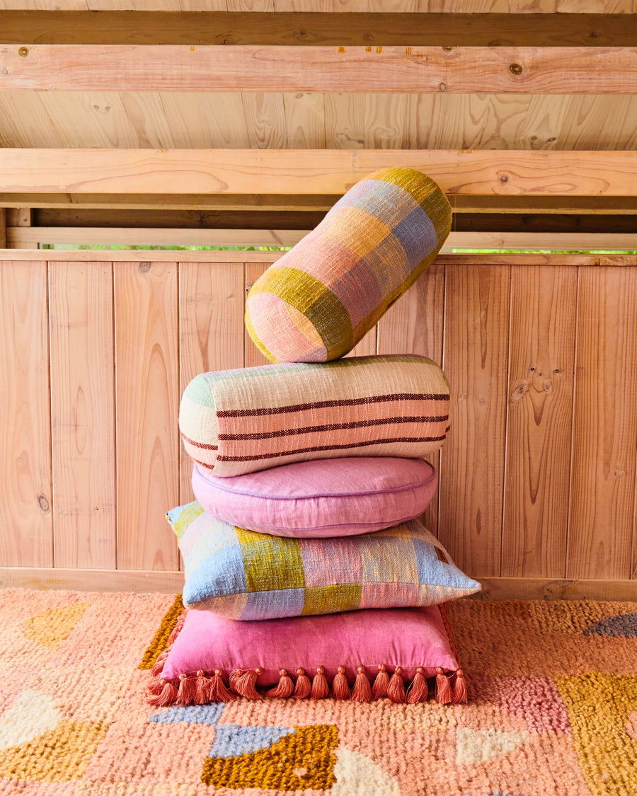 Corfu Tartan Woven Bolster Cushion - Kip & Co.