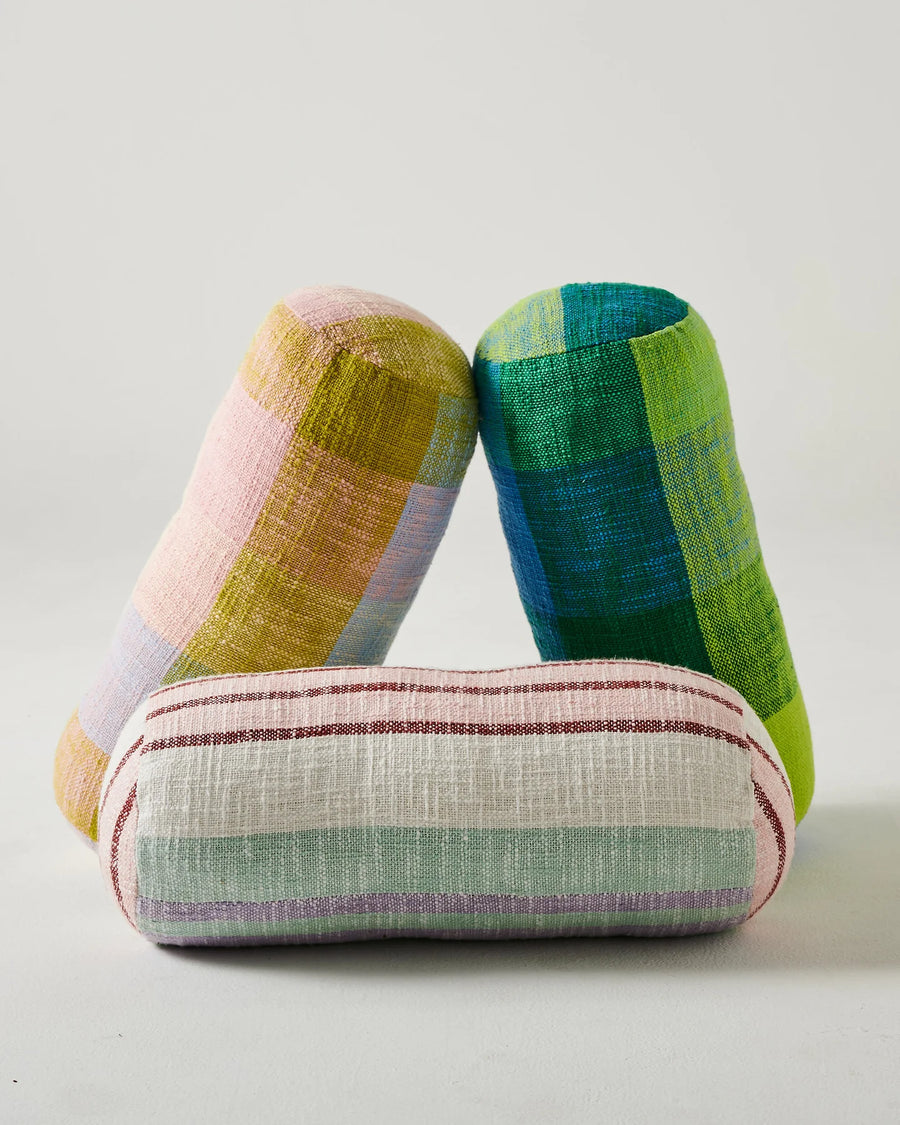 Corfu Tartan Woven Bolster Cushion - Kip & Co.