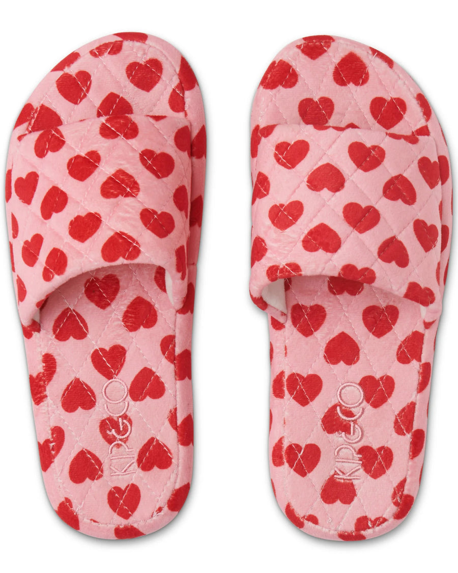 I Heart You Quilted Velvet Adult Slippers - Kip & Co.