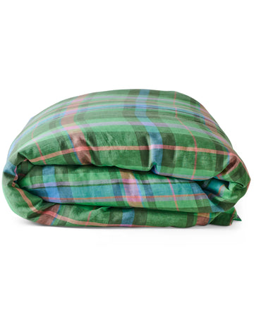 Jewel Of The Nile Tartan Linen Quilt Cover - Kip & Co.