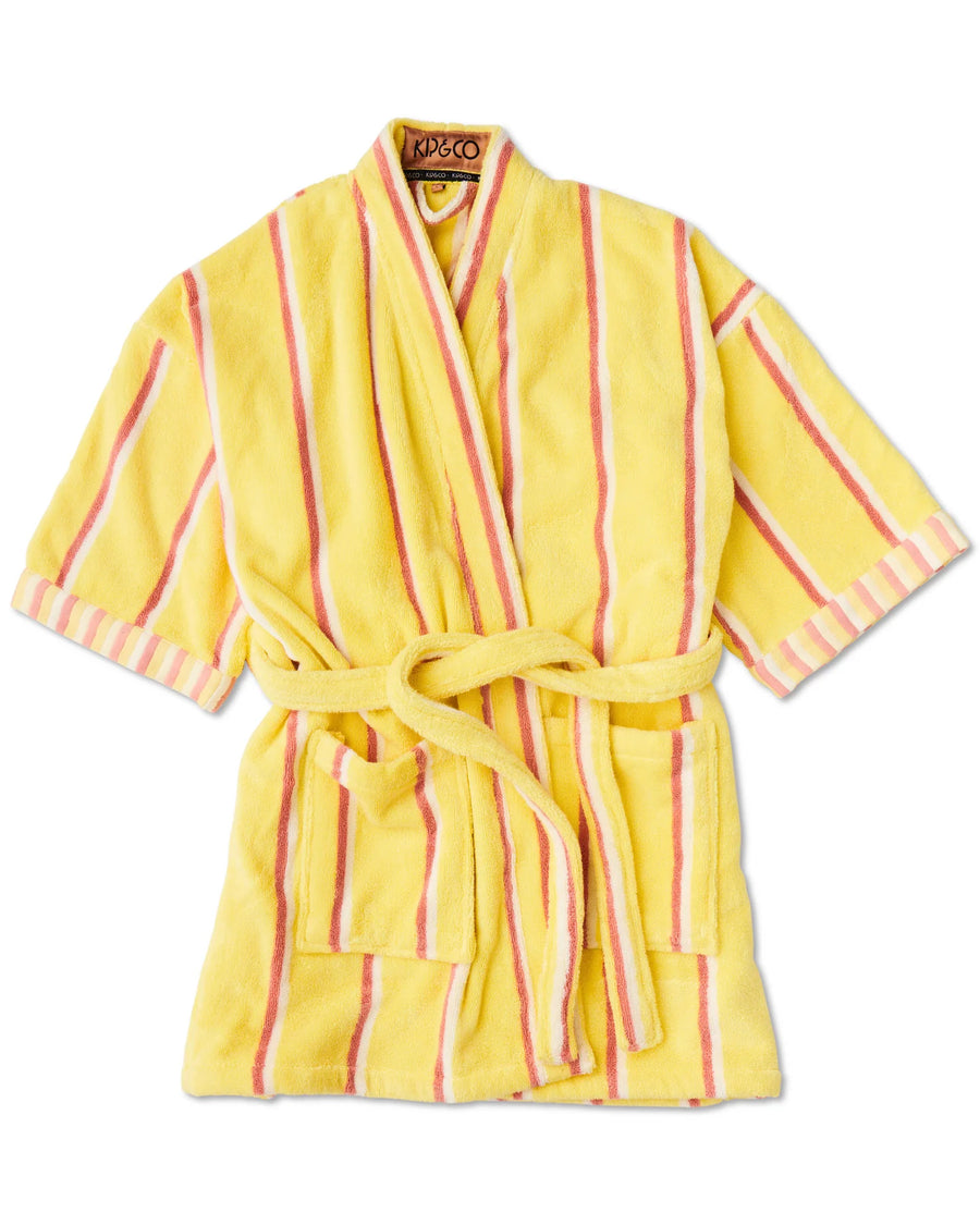 Pina Colada Stripe Terry Mini Bath Robe - Kip & Co.