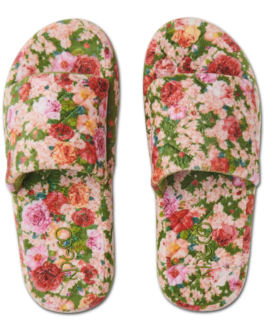 Rose Garden Quilted Velvet Adult Slippers - Kip & Co.