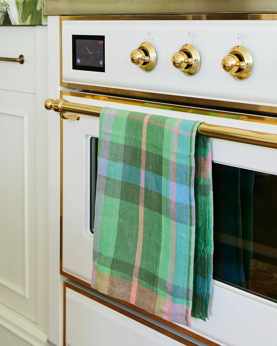 Jewel Of The Nile Tartan Linen Tea Towel - Kip & Co.