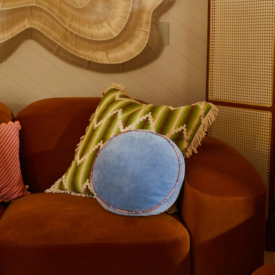 Castilo Round Velvet Cushion - Blue Jean - Sage & Clare