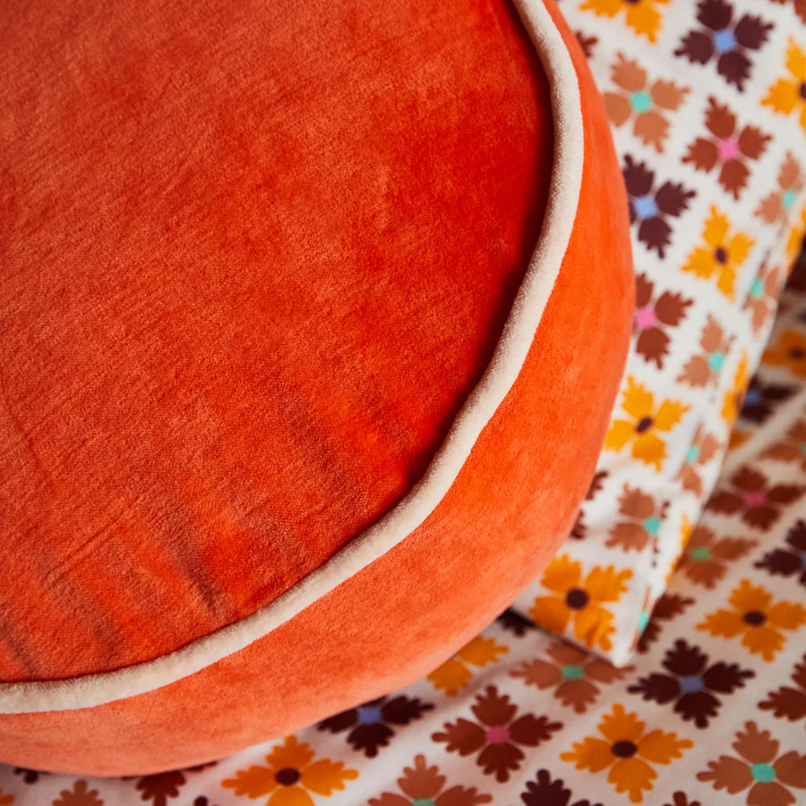 Castilo Round Velvet Cushion - Aperol - Sage & Clare