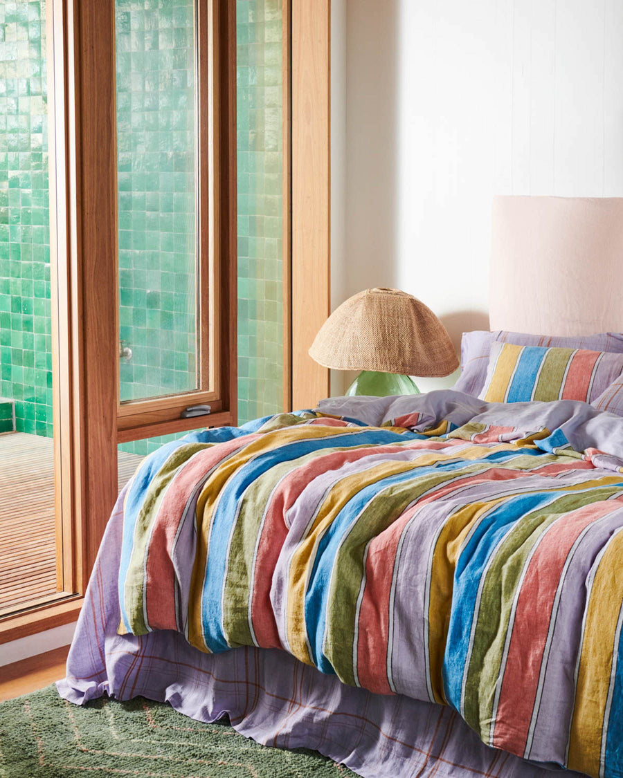 Majorca Stripe Woven Linen Quilt Cover - Kip & Co.