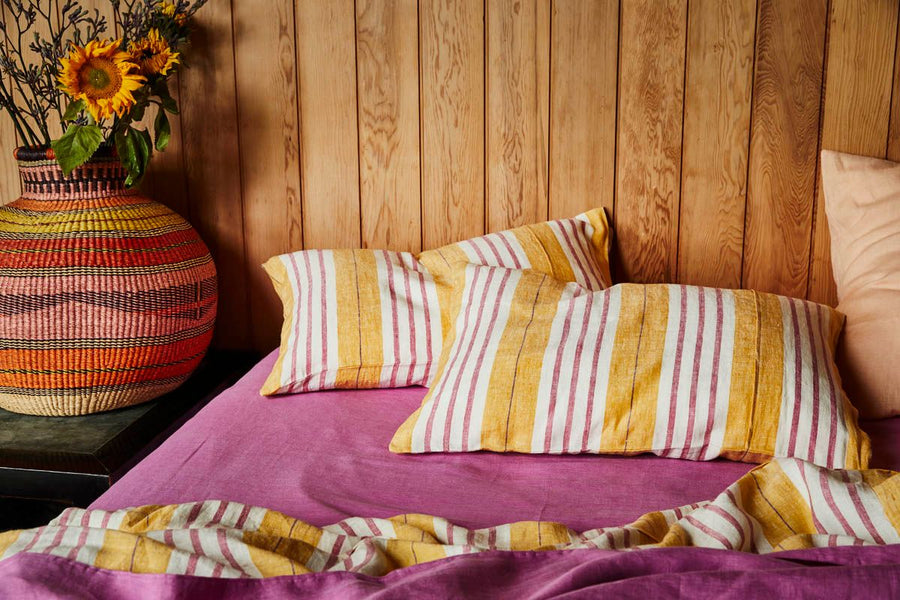 Sweet Stripe Woven Linen Pillowcase Set - Kip & Co.